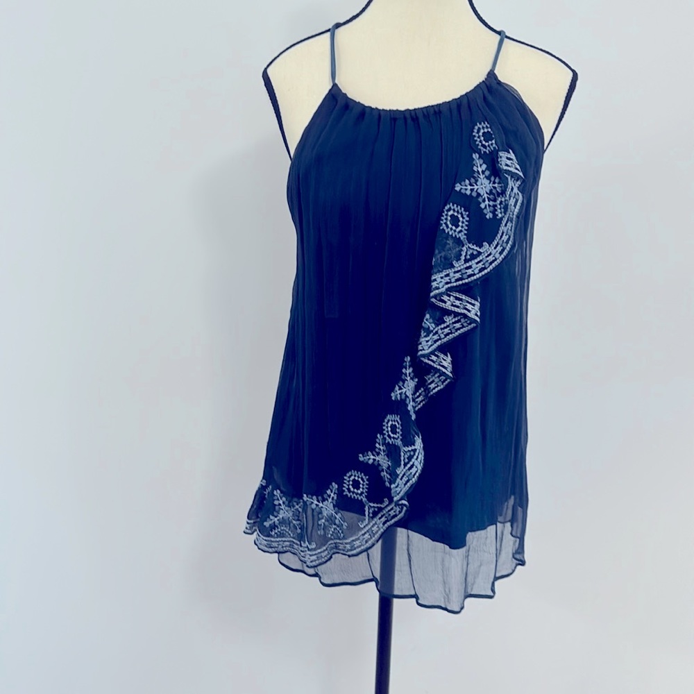 Navy neck tie halter top